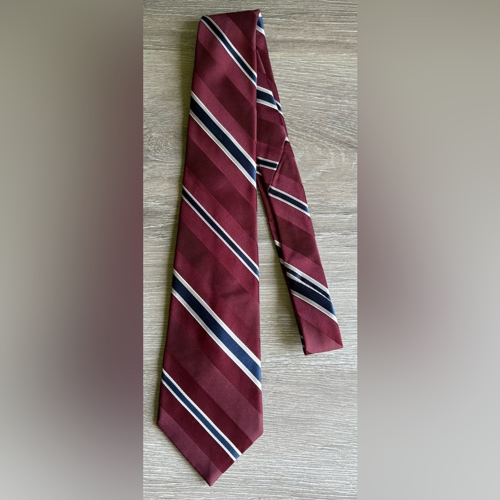 Retro Necktie Tie Paisley Mikael York collection Burgundy Navy Tan